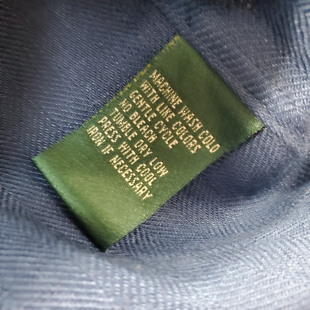 Lauren Ralph Lauren Button-Up Shirt Womens XL Blue Herringbone Linen Long-Sleeve - Picture 6 of 8